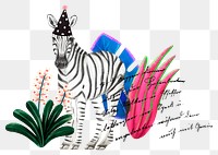 Zebra wildlife png sticker, cute animal illustration, transparent background