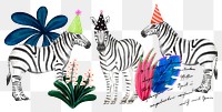 Zebras wildlife png sticker, cute animal illustration, transparent background