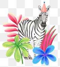 Zebra wildlife png sticker, cute animal illustration, transparent background