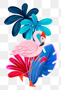 Colorful flamingo png sticker, cute animal illustration, transparent background