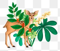 Deer wildlife png sticker, cute animal illustration, transparent background