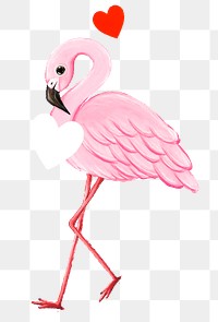 Flamingo png sticker, cute animal illustration, transparent background