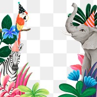 Cute wildlife png frame, animal illustration, transparent background