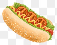 Hot dog png sticker, realistic food illustration, transparent background