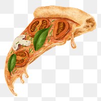 Pizza slice png sticker, Italian food illustration, transparent background