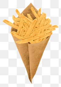 Fries in a bag png sticker, food illustration, transparent background