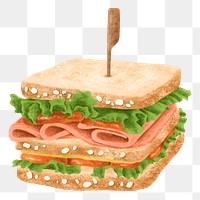 Triple-decker ham png sandwich, food illustration, transparent background