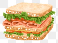 Triple-decker ham png sandwich, food illustration, transparent background