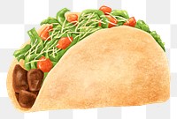 Soft taco png sticker, Mexican food illustration, transparent background
