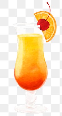 Tequila sunrise png cocktail, realistic drinks illustration, transparent background
