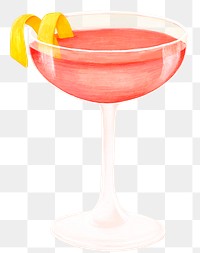 Cosmopolitan cocktail png sticker, alcoholic drinks illustration, transparent background