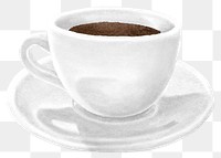 Espresso cup png sticker, hot coffee drink illustration, transparent background