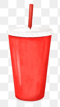 Red soda cup png sticker, drinks illustration, transparent background