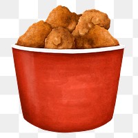 Fried chicken bucket png sticker, fast food illustration, transparent background