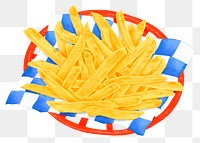 French fries basket png sticker, fast food illustraiton, transparent background