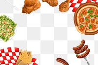 American food png frame, transparent background