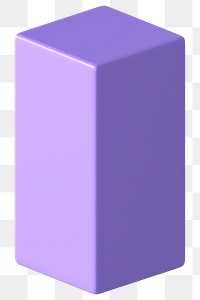 3D purple cuboid png, geometric shape clipart, transparent background