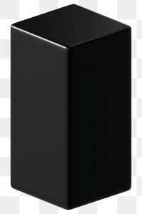 3D black cuboid png, geometric shape clipart, transparent background