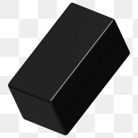 3D black cuboid png, geometric shape clipart, transparent background