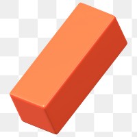 3D orange cuboid png, geometric shape clipart, transparent background