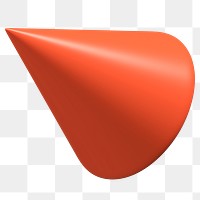 3D orange cone png, geometric clipart, transparent background