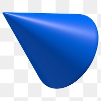 3D blue cone png, geometric clipart, transparent background