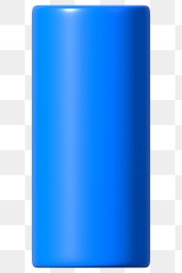 3D blue cylinder png geometric clipart, transparent background