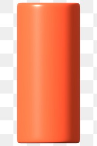 3D orange cylinder png geometric clipart, transparent background