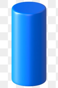 3D blue cylinder png geometric clipart, transparent background