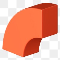 PNG 3D orange quarter torus clip art, transparent background