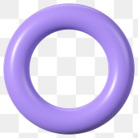 Purple 3D ring png shape sticker, transparent background