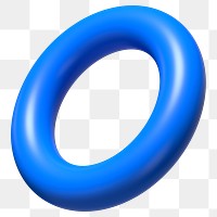 Blue torus ring png 3D shape sticker, transparent background