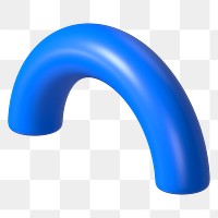 3D blue half torus clip art, transparent background