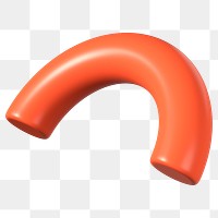 3D orange half torus clip art, transparent background