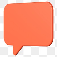 PNG 3D orange speech bubble, communication clipart, transparent background