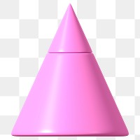 3D pink cone png, geometric clipart, transparent background