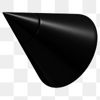 3D black cone png, geometric clipart, transparent background