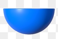 3D hemisphere png, blue geometric clipart, transparent background