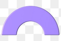 3D purple half torus clip art, transparent background