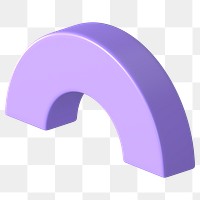 3D purple half torus clip art, transparent background
