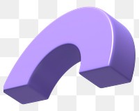 3D purple half torus clip art, transparent background