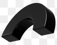 3D black half torus clip art, transparent background