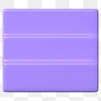 3D purple square png, geometric clipart, transparent background