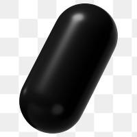 3D black capsule png, geometric clipart, transparent background