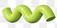 3D green squiggle png, wavy shape clipart, transparent background