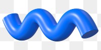 3D blue squiggle png, wavy shape clipart, transparent background