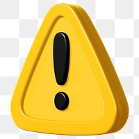 Yellow warning sign png 3D sticker, transparent background 