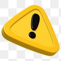 Tilted warning sign png 3D sticker, transparent background 