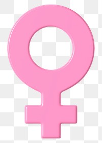 Pink female symbol png 3D sticker, transparent background 