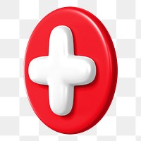 Red plus sign png 3D sticker, transparent background 